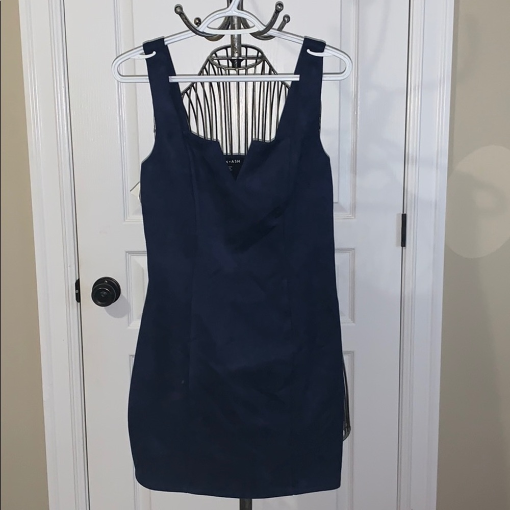 Suede navy blue dress